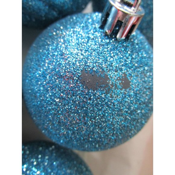 Shatterproof Sky Blue Glitter Ornaments Smooth Ribbed Eight GUC - Picture 7 of 11